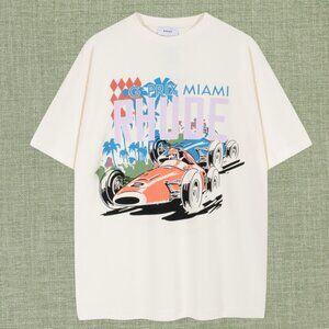 RHUDE MEN'S LIGHT YELLOW SHORT SLEEVE